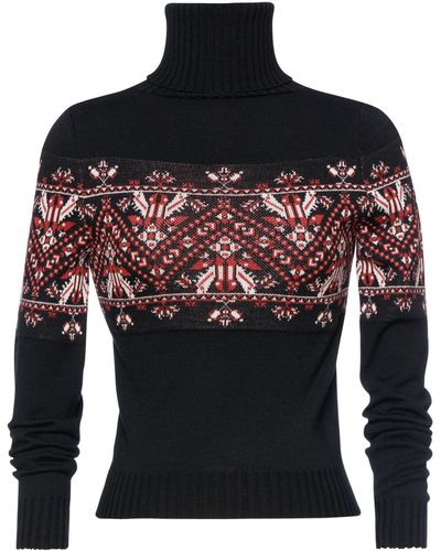 Lena Hoschek Franzi Intarsia Wool Turtleneck Sweater - Black