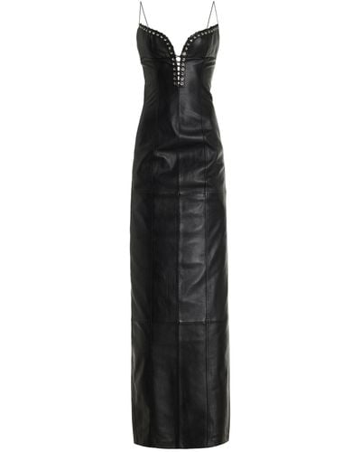 Ludovic de Saint Sernin Exclusive Lace-up Leather Bustier Maxi Dress - Black