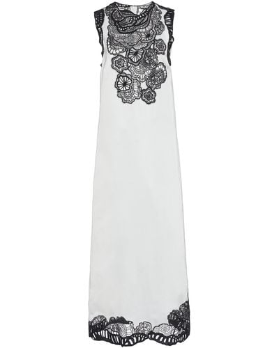 Jil Sander Exclusive Lace-detailed Maxi Slip Dress - White