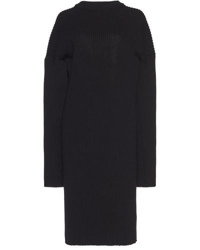 Bottega Veneta Open-back Knitted Wool-blend Midi Dress - Black