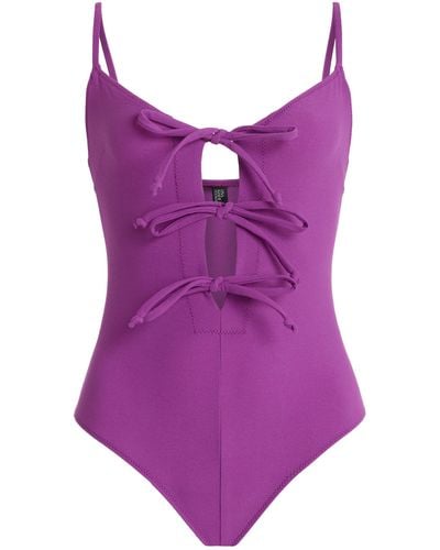 Lisa Marie Fernandez Tie-detailed Maillot One-piece Swimsuit - Purple