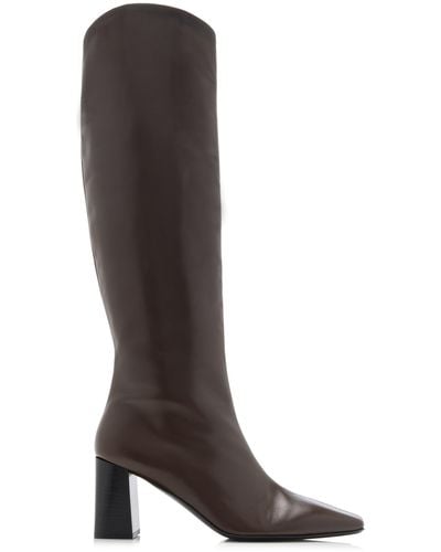 The Row Square-toe Leather Knee Boots - Brown