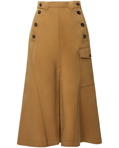 Erdem Cargo Cotton Midi Skirt - Natural