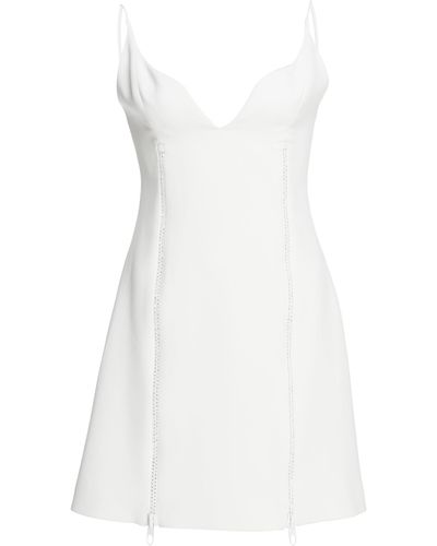 David Koma Crystal Zipper Detail Mini Dress - White