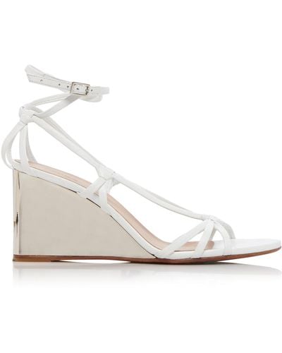 Chloé Rebecca Leather Wedge Sandals - White