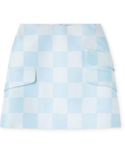 Versace Damier-print Duchess Satin Mini Skirt - Blue