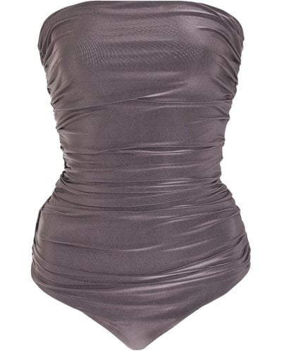 Moré Noir Jessica Strapless Ruched One-piece Swimsuit - Purple
