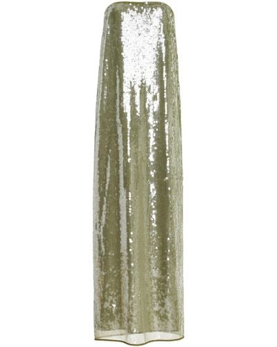 STAUD Casey Strapless Sequined Maxi Dress - Green