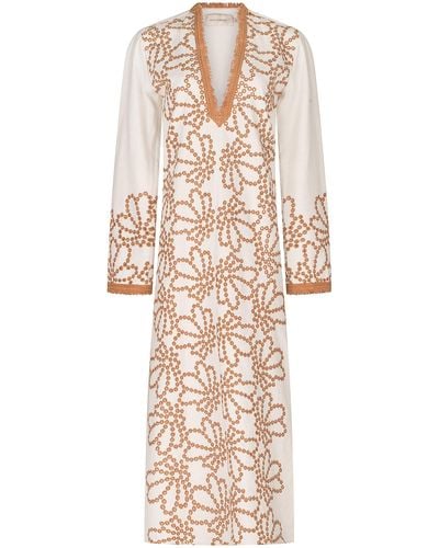 Silvia Tcherassi Bernice Embroidered Cotton-blend Tunic Dress - Natural