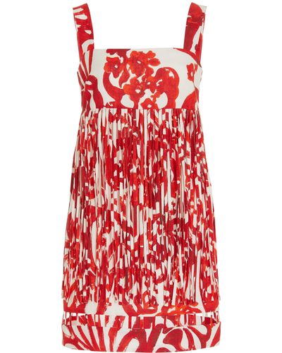 Alexis Anika Fringed Linen-cotton Mini Dress - Red