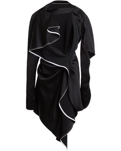 Victoria Beckham Wrap Satin Midi Dress - Black