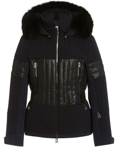 Toni Sailer Aggi Fur-trimmed Leather-paneled Ripstop Ski Jacket - Black