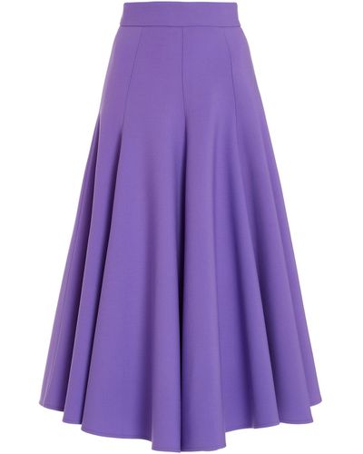 Oscar de la Renta Stretch-wool Midi Skirt - Purple