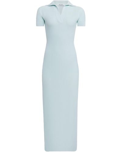 Alaïa Knit Polo Midi Dress - Blue
