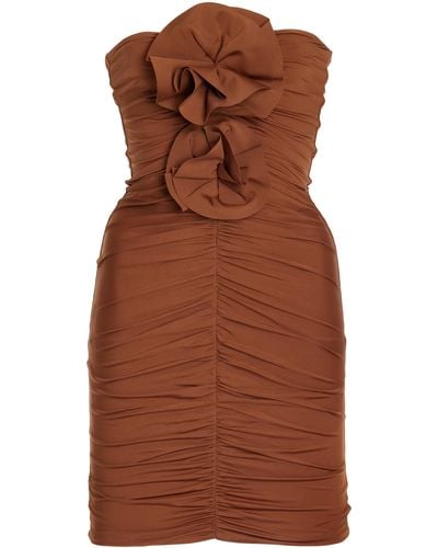 Maygel Coronel Exclusive Bofill Ruched Jersey Mini Dress - Brown