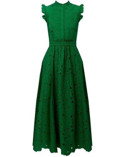 Erdem Floral Cutwork Cotton-blend Dress - Green