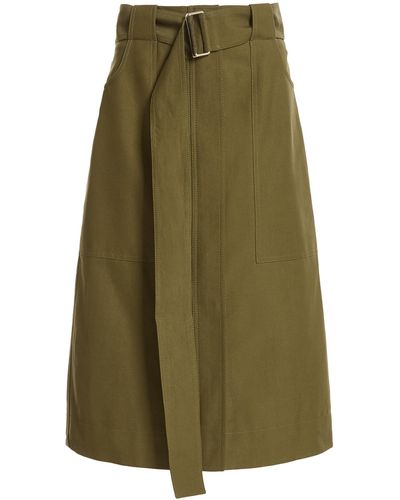 Victoria Beckham Utility Belted Gabardine Skirt - Green