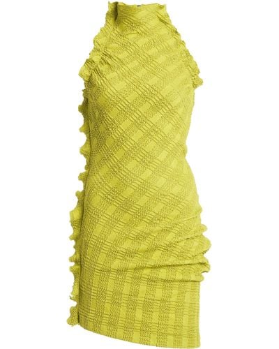 Bottega Veneta Ruffled Check Mini Dress - Yellow