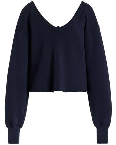 Les Tien Veronica Off-the-shoulder Cotton Sweatshirt - Blue