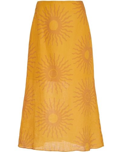 Cala De La Cruz Fabiana Linen Skirt - Yellow