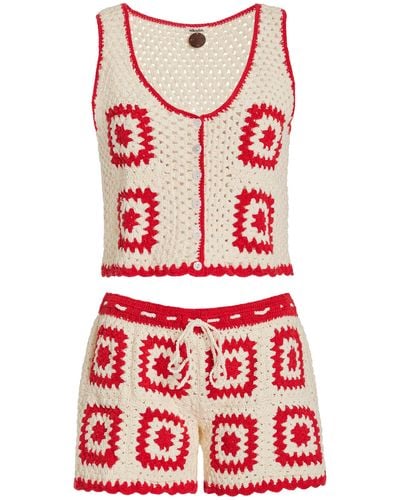 Akoia Swim Baia Crocheted Cotton Set - Red