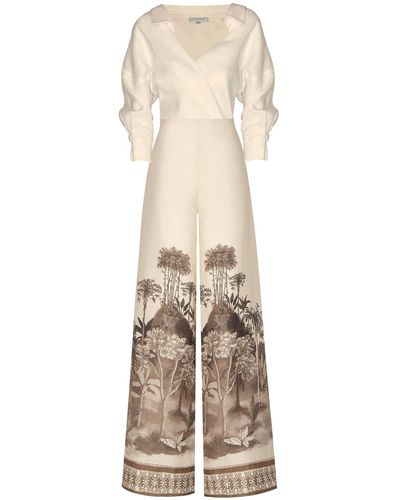 ANDRES OTALORA Gaita Printed Linen Jumpsuit - Natural