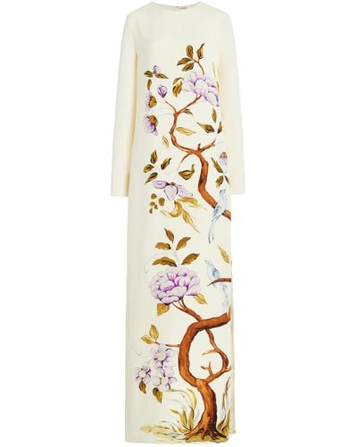 Adam Lippes Printed Silk Crepe Column Maxi Dress - Metallic