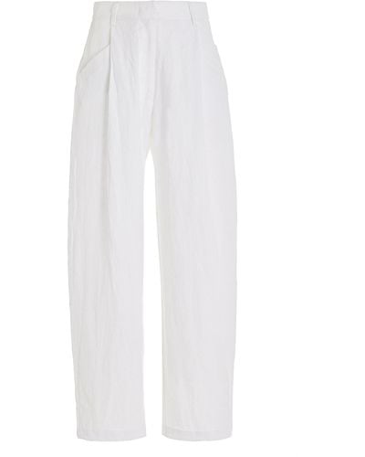 AEXAE High-waisted Linen Trousers - White