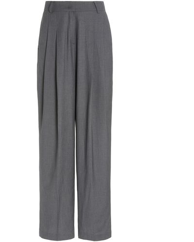 Frankie Shop Gelso Pleated Woven Wide-leg Pants - Gray