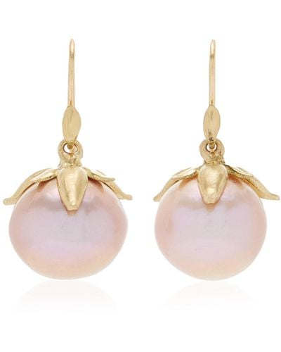 Annette Ferdinandsen Bud 18k Yellow Gold Pearl Earrings - Pink