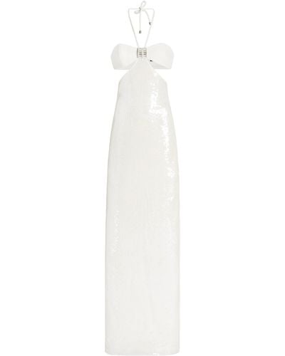 David Koma Bra-detailed Sequined Cady Gown - White
