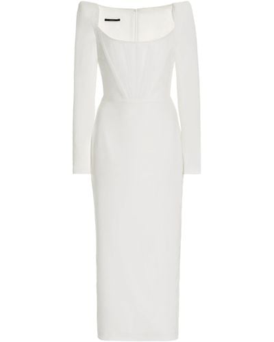 Alex Perry Exclusive Leigh Corseted Satin-crepe Midi Dress - White