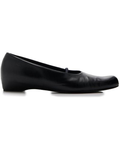 The Row Marion Leather Flats - Black