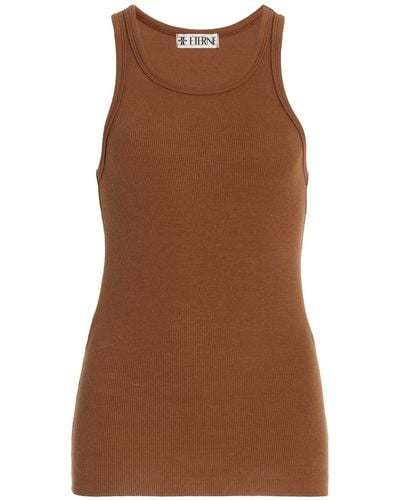 ÉTERNE High-neck Fitted Jersey Tank Top - Brown