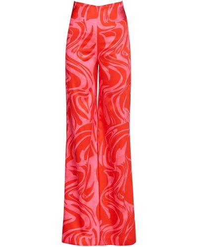 Silvia Tcherassi Andie Printed Silk Wide-leg Pants - Red