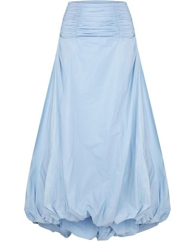 Anna October Cheryl Ruched And Tufted Maxi Skirt - Blue