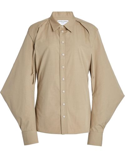 Bottega Veneta Cape-sleeve Cotton-blend Poplin Shirt - Multicolour