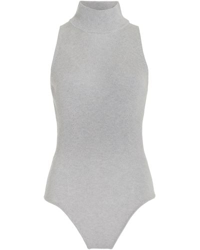 Brandon Maxwell Silk-cashmere Knit Bodysuit - Gray