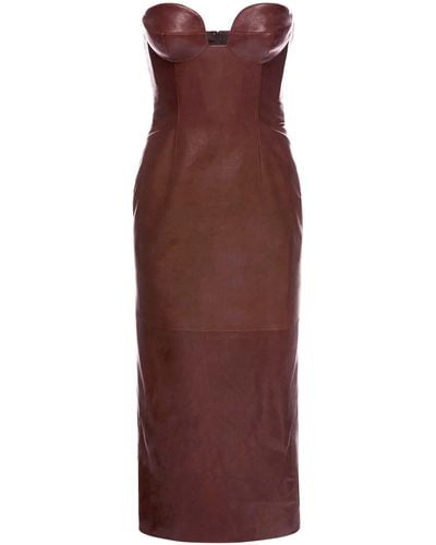 Magda Butrym Leather Midi Dress - Brown