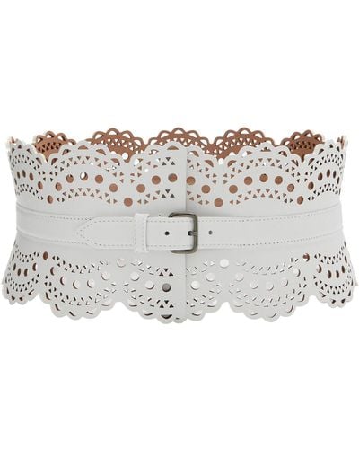 Alaïa Leather Bustier Belt - White