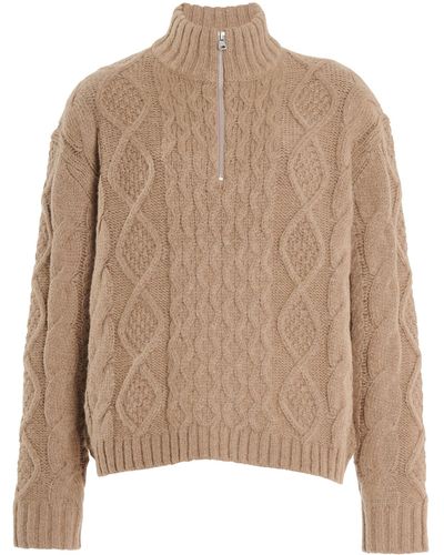 Jenni Kayne Half-zip Cable-knit Alpaca-wool Sweater - Natural