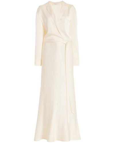 Philosophy Di Lorenzo Serafini Belted Charmeuse Maxi Robe Dress - White