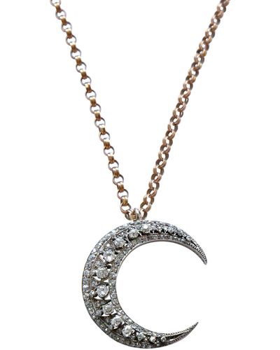Toni + Chloë Goutal Victorian 12k Gold Diamond Crescent Necklace - Metallic