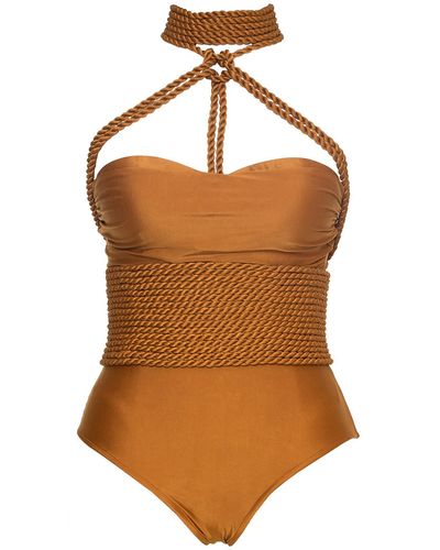 Lenny Niemeyer Shibari Rope Maillot Swimsuit - Brown