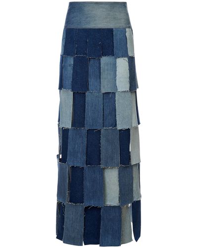 A.W.A.K.E. MODE Rectangle-panel Upcycled Denim Maxi Skirt - Blue