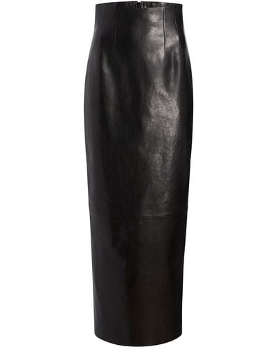 Khaite Loxley Leather Maxi Pencil Skirt - Black