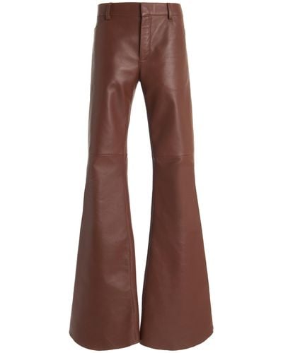 Chloé Leather Wide-leg Pants - Brown