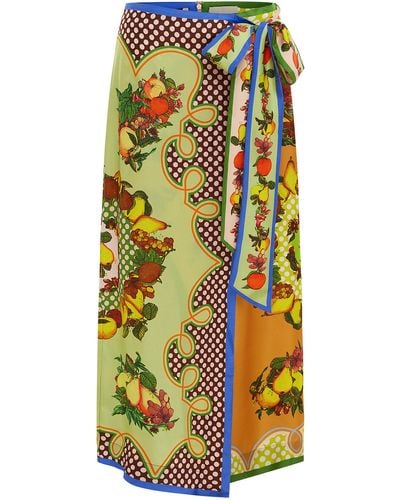 ALÉMAIS Lemonis Printed Silk Twill Sarong Skirt - Multicolor