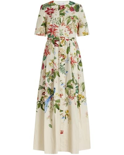 Oscar de la Renta Exclusive Painted Poppies Cotton Poplin Maxi Dress - White