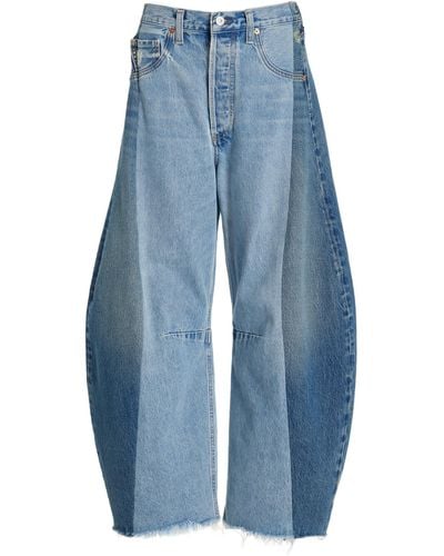 Citizens of Humanity Horseshoe Paneled Rigid High-rise Wide-leg Jeans - Blue